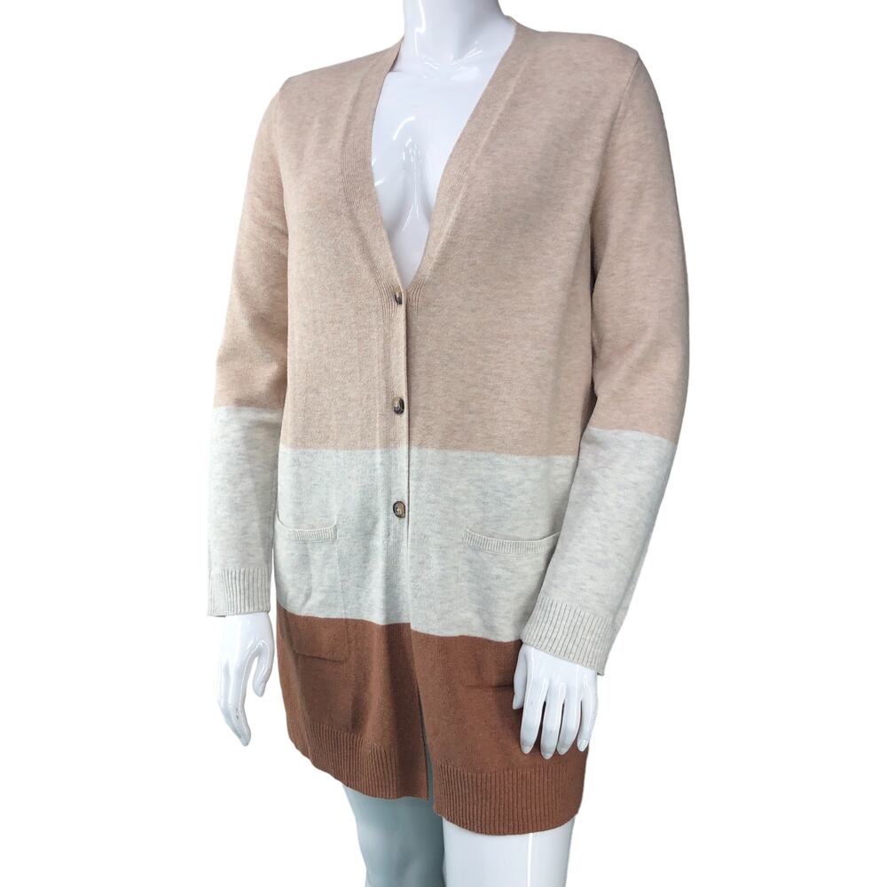 J Jill Womens Size M Cardigan Sweater Button Front Long Cotton Blend Grandpa